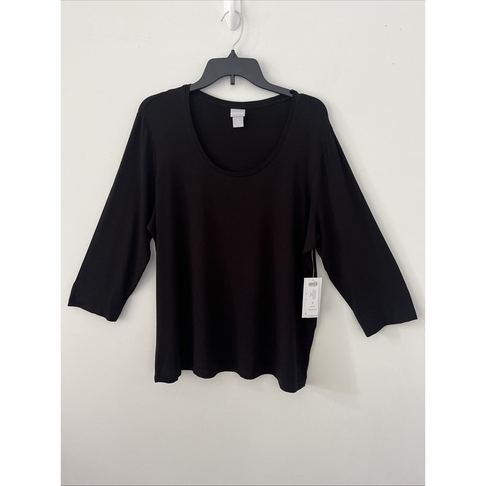 NWT Chico's Women's Top Black Sz 3 (XL)Classic Minimalist Capsule Casual Layer